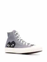 CDG Converse Black Heart Grey High Top - Image 2