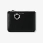 CDG Silver Eyelet Zip Pouch Black