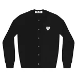 Black CDG Play Classic Heart Logo Cardigan