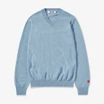 CDG Men Lambswool V Neck Sweater Blue