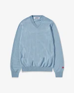 CDG Men Lambswool V Neck Sweater Blue