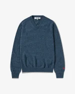 CDG Men Lambswool V Neck Sweater Navy
