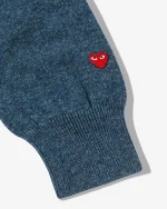CDG Men Lambswool V Neck Sweater Navy - Image 2