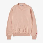 CDG Men Lambswool V Neck Sweater Pink