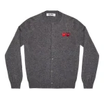 CDG Play Double Heart Cardigan (Grey)