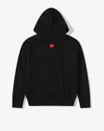 CDG Play Unisex Reverse Red Heart Zip Hooded Sweatshirt Black