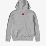 CDG Play Unisex Reverse Red Heart Zip Hooded Sweatshirt Grey