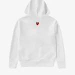 CDG Play Unisex Reverse Red Heart Zip Hooded Sweatshirt White
