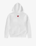 CDG Play Unisex Reverse Red Heart Zip Hooded Sweatshirt White