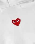 CDG Play Unisex Reverse Red Heart Zip Hooded Sweatshirt White - Image 3