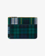 CDG Tartan Patchwork Zip Pouch Green