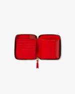 CDG Reversed Hem Full Zip Around Wallet Red - Image 3