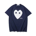 CDG Whit Heart Navy Blue Shirt