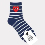 Comme Des Garcon Blue Line Heart Print Socks