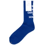 Comme Des Garçon Homme Logo Socks In Blue