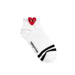 Comme Des Garcon White Heart Print Socks