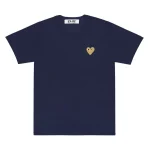 CDG Play Basic T-Shirt Gold Emblem (Navy)