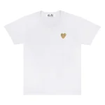 CDG Play Basic T-Shirt Gold Emblem (White)