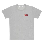 CDG Play Basic T-Shirt Two Emblems (Grey)