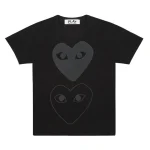 CDG Play Black T-Shirt Black Double Heart Screenprint