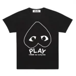 CDG Play Black T-Shirt With White Heart Outline