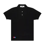 CDG Play Polo Red Invader Heart and Blue Emblem (Black)