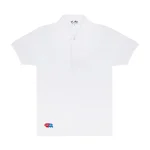 CDG Play Polo Red Invader Heart and Blue Emblem (White)