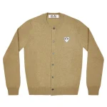 CDG Play Classic Heart Logo Cardigan (Camel)