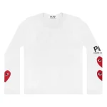 Play Comme des Garçons 3 Heart Long Sleeve (White)