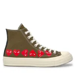 CDG PLAY CONVERSE Multi Red Heart Chuck Taylor All Star ’70 High Sneakers