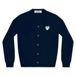 CDG Play Men Cardigan White Heart Navy