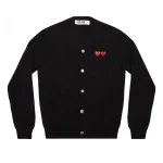 CDG Play Men Cardigan With Double Emblems Black