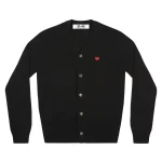 CDG Play Men Cardigan With Small Red Heart (Black)