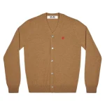 CDG Play Men Cardigan With Small Red Heart (Brown)