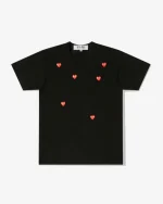 CDG Play Multi Red Heart Logo T-Shirt Black