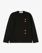CDG Play Multi Red Heart Long Sleeve T-Shirt Black
