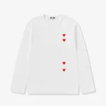 CDG Play Multi Red Heart Longsleeve T-Shirt White