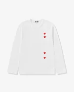 CDG Play Multi Red Heart Longsleeve T-Shirt White