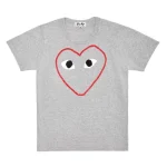 CDG Play T-shirt Red And White Outline Heart