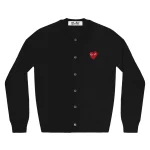 CDG Play Women Cardigan Red Emblem Black
