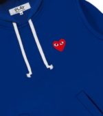 CDG Play Single Red Heart Hoodie in Navy back view