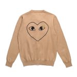 CDG Men’s Khaki V-Neck Cardigan back view