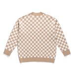 CDG Khaki Checkered Cardigan back view