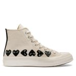 CDG Converse Multi Hearts High Top White front view