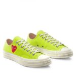 CDG Converse Low Top Lime Green back view with Converse heel logo