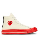 CDG Converse Red Sole High Top (Beige) front view