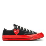 CDG Converse Red Sole Low Top Black front view
