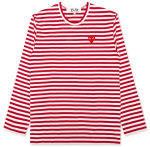 CDG PLAY Big Red Heart Striped L/S T-Shirt (White/Red)