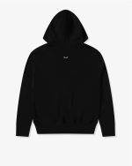CDG Play Unisex Reverse Black Heart Zip Hooded Sweatshirt Black front view