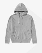 CDG Play Unisex Reverse Red Heart Zip Hooded Grey front view